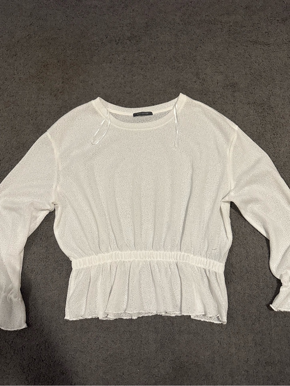Suzy Shier White Long Sleeve Flowy Blouse Womens XL